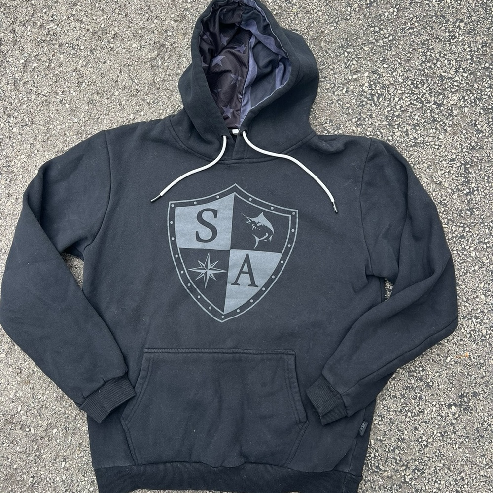 SA Fishing INNER LINED HOODIE BLACKOUT AMERICAN FLAG Large